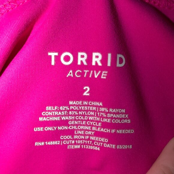 Torrid Plus Size Hot Pink Strappy Sports Bra Wireless Medium Support Activewear - Picture 4 of 5